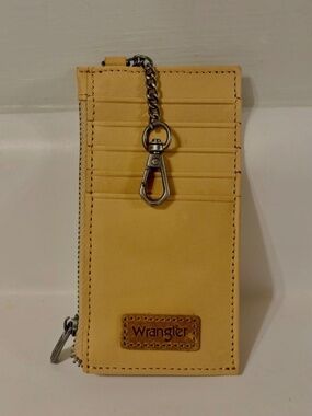 Wrangler Leather Wallet Card Holder Case Western Cowboy Clutch Wristlet w/ Chain
